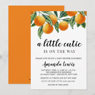 Orange Thème Petite Cutie Baby shower Invitation