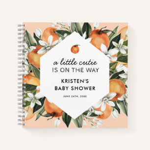 Orange Themed Little Cutie Baby Shower Guestbook  Notebook