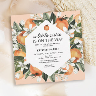 Orange Themed Little Cutie Baby Shower Invitation