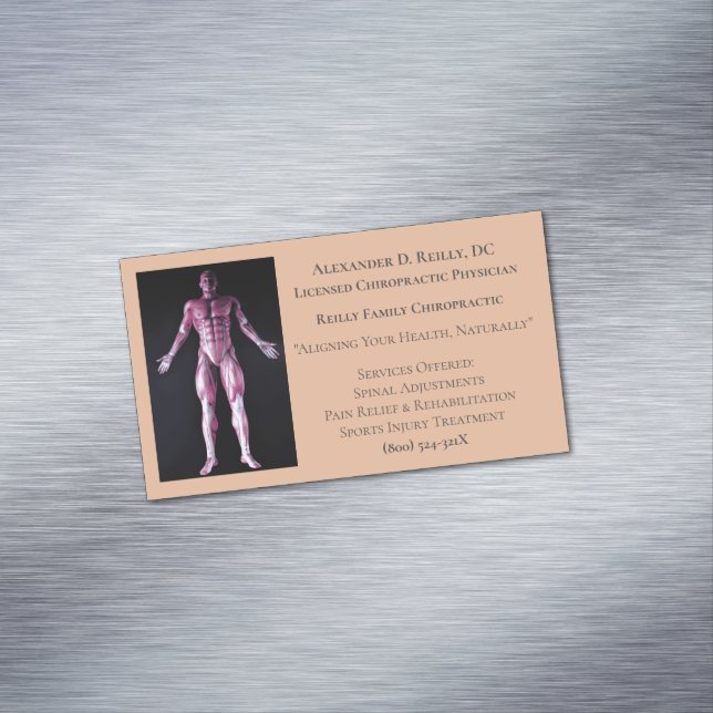 Orange Therapy Chiropractic Doctor Medical  Magnetic Business Card (In Situ)