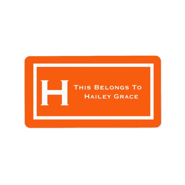 Orange This Belongs To Labels Camp School Book (Front)