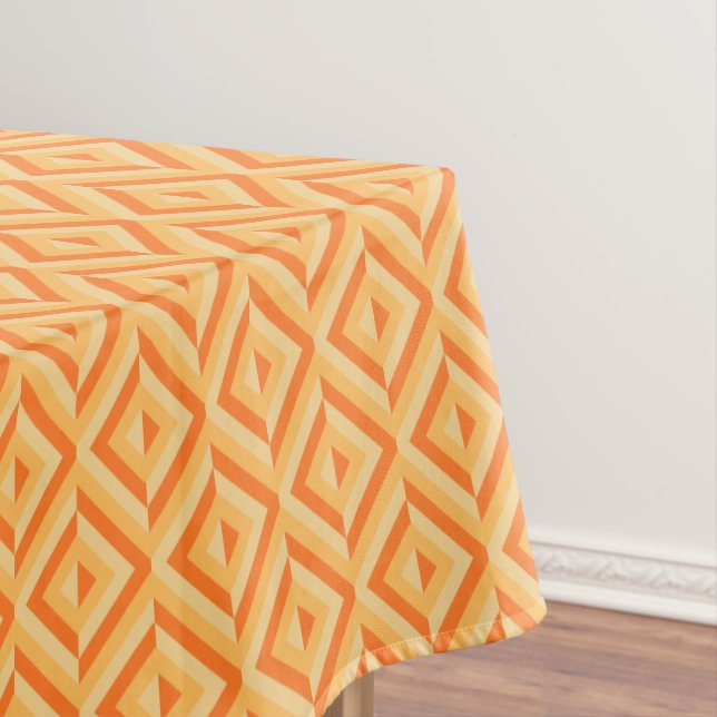 Orange Three-Tone Diamond Pattern Tablecloth (In Situ)