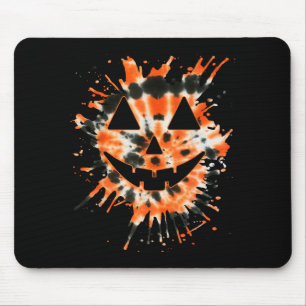 Orange Tie Dye Jack O Lantern Face - Hipe Hallowee Mouse Pad