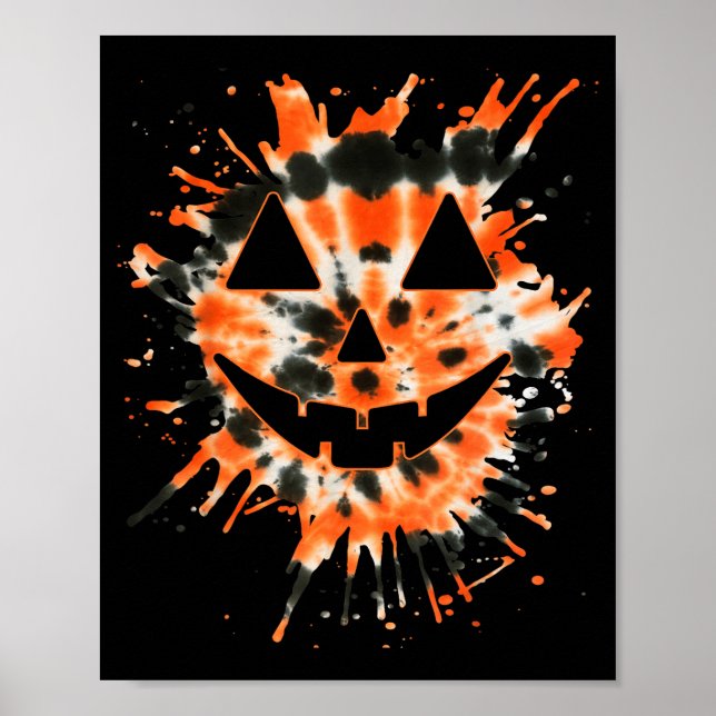 Orange Tie Dye Jack O Lantern Face - Hipe Hallowee Poster (Front)