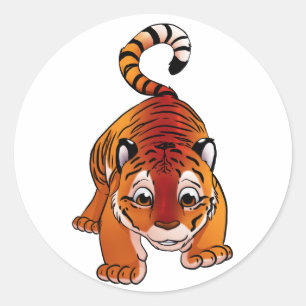 Orange Tiger Cub Classic Round Sticker