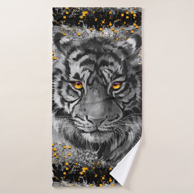 Orange Tiger Eyes | Colourful Tiger Bath Towel (Bath Towel)