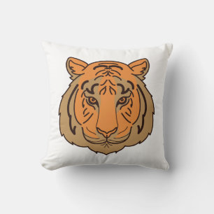 Orange Tiger Face Throw Pillow