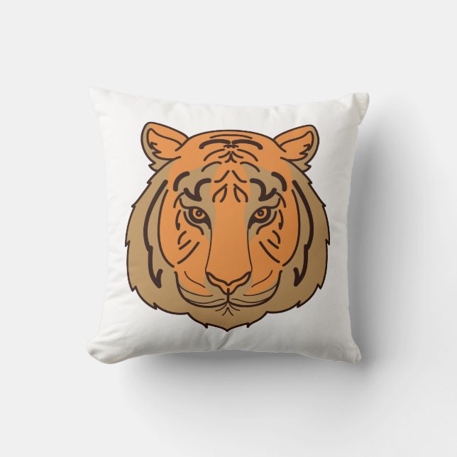 Orange Tiger Face Throw Pillow (Front)