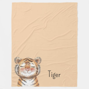 Orange Tiger Fleece Blanket