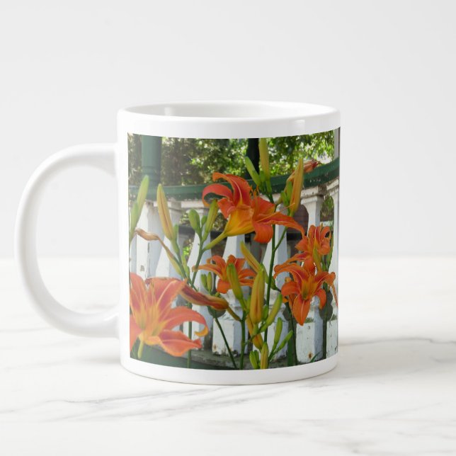 Orange Tiger Lilies - Martha's Vineyard Large Coffee Mug (Left)