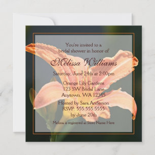 Orange Tiger Lily Bridal Shower Invitations