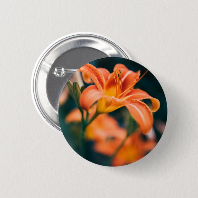 Orange Tiger Lily Flower Photo 2 Inch Round Button (Front & Back)
