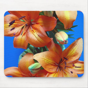 Orange tiger lily flowers print mousepad