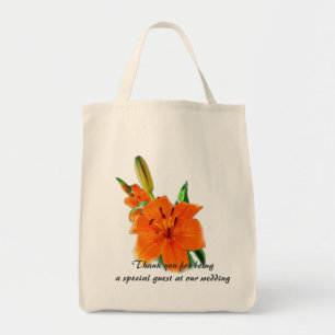 Orange tiger lily garden flowers thank you tote bag