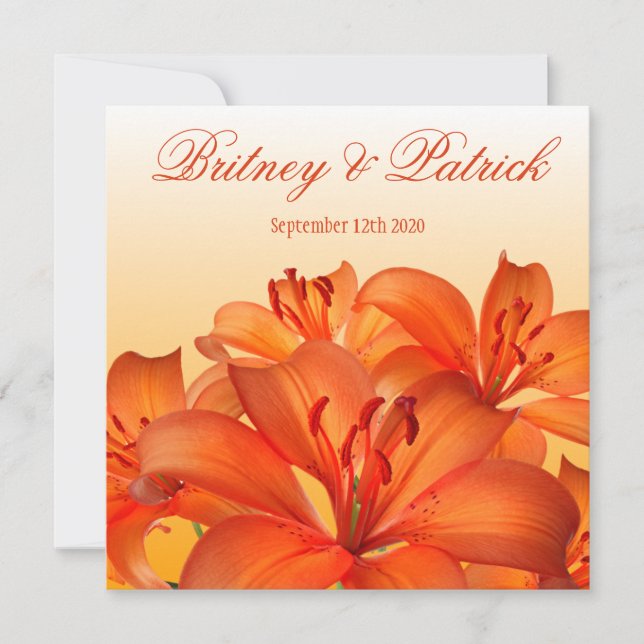 Orange Tiger Lily - Lilies Wedding Invitations (Front)