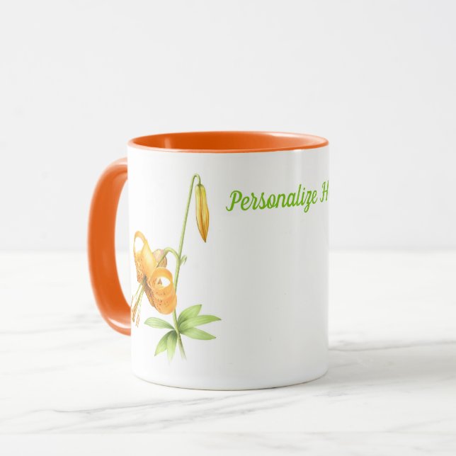 Orange Tiger Lily Personalized Mug (Front Left)