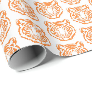 Orange Tiger Mascot Graduation   Wrapping Paper
