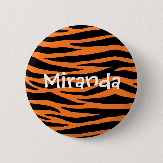 Orange Tiger / Zebra Stripes Button (Front)