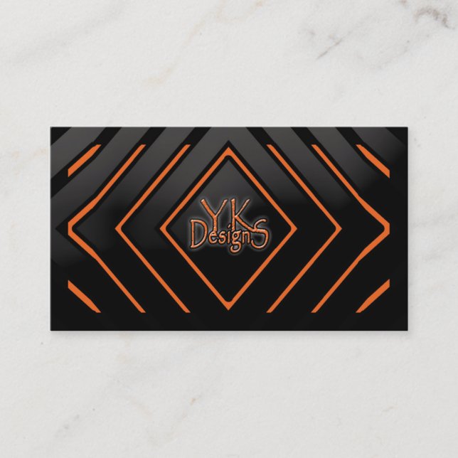 Orange to Black Rhombus business Card (Front)
