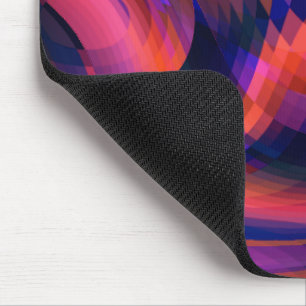 Orange to dark blue plaid twisted in fractal style mouse pad