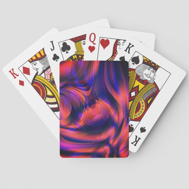 Orange to dark blue plaid twisted in fractal style playing cards (Back)