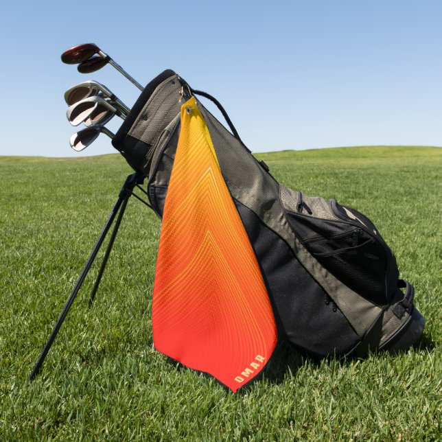 Orange to yellow geometric ombre golf towel (Green)