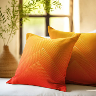 Orange to yellow geometric ombre throw pillow