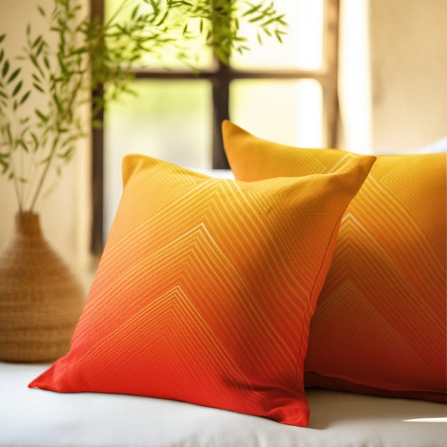 Orange to yellow geometric ombre throw pillow (Creator Uploaded)