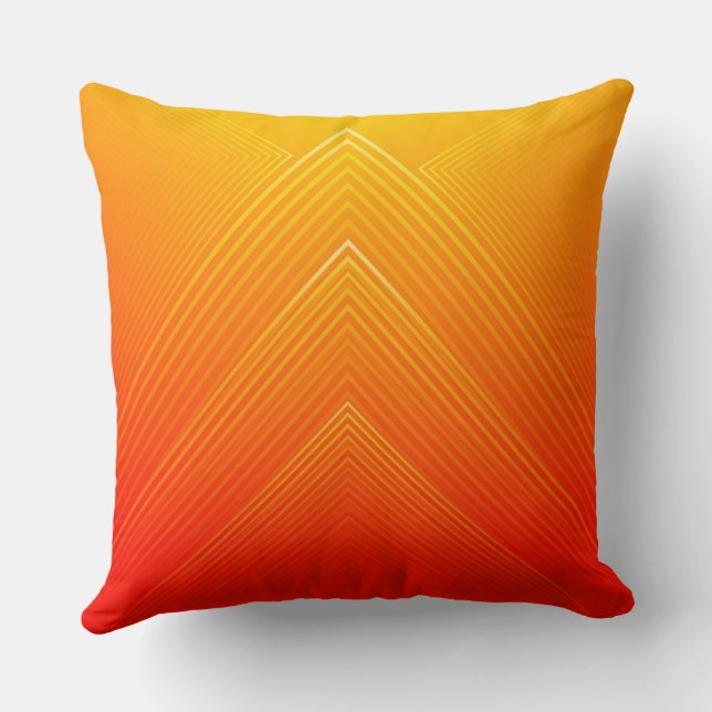 Orange to yellow geometric ombre throw pillow (Back)