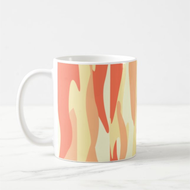 Orange Tone Abstract Camouflage Coffee Mug (Left)