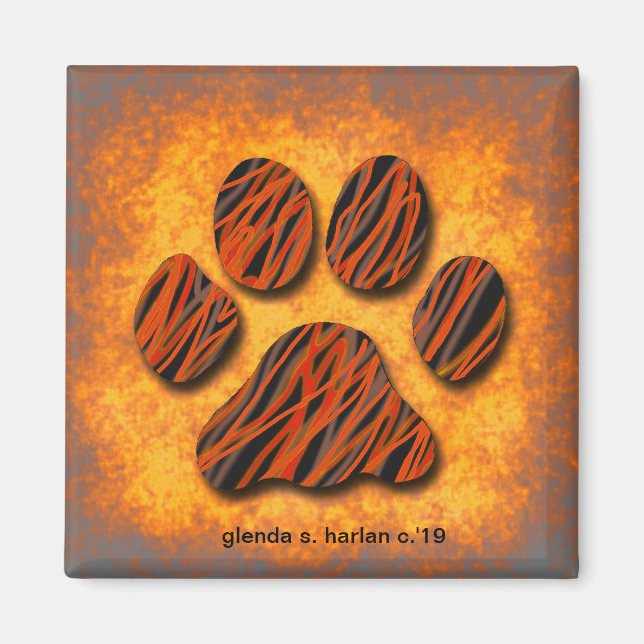 Orange Tone Paw Design by Glenda S. Harlan Magnet (Front)