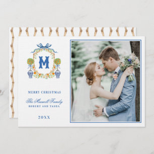 Orange Topiary in Chinoiserie Pot Crest Monogram  Invitation