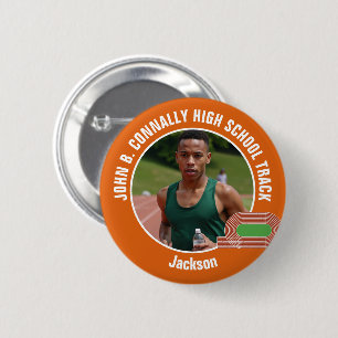 Orange Track & Field Photo High School Athlete 2 Inch Round Button