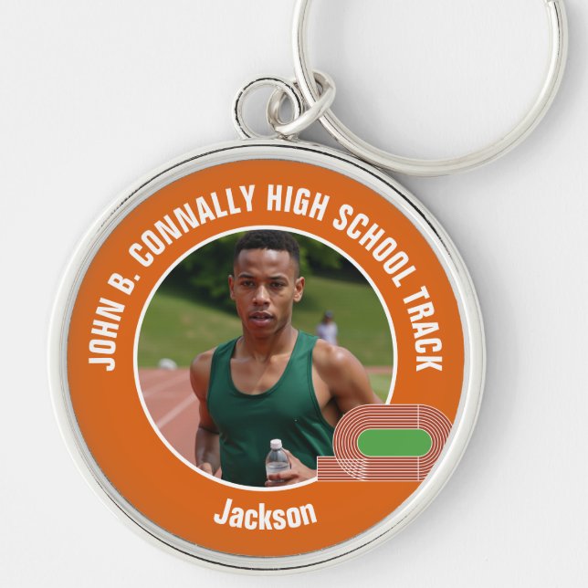 Orange Track & Field Photo High School Athlete Keychain (Front)
