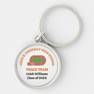 Orange Track Team Custom High School Runner Keychain