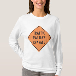 Orange Traffic Pattern Changed Road Warning Sign T-Shirt