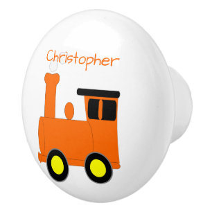 Orange Train Design Personalised Ceramic Knob