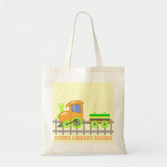 Orange Train Library Books Tote Bag (Front)