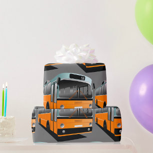 Orange Transit Bus Route 56 City Commuter Wrapping Paper