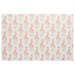 Orange Treble Clef Pattern Fabric