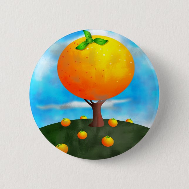 Orange Tree 2 Inch Round Button (Front)
