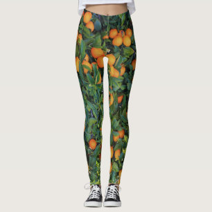 Orange tree funky leggings with oranges and leaves