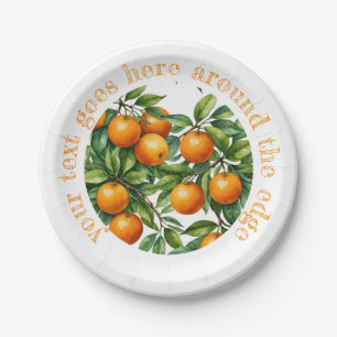 Orange tree Graphic illustration – Custom text Paper Plate