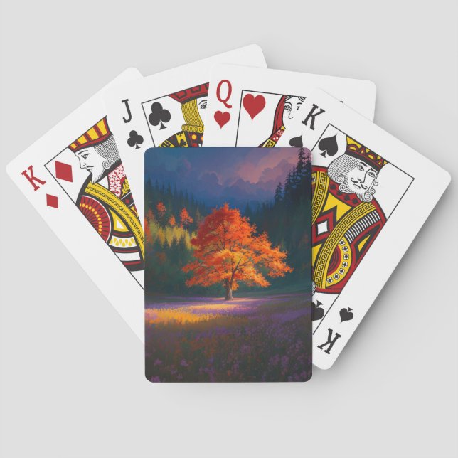 Orange Tree in the Peaceful Meadow Playing Cards (Back)