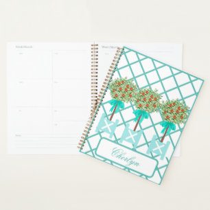 Orange Tree Topiary Blue Ginger Jar Stickers  Planner