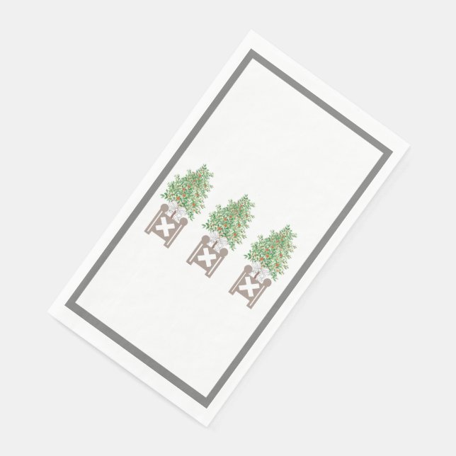 Orange tree Topiary Chinoiserie Planter box Napkin (Corner)