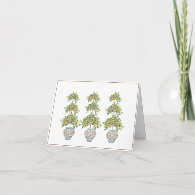 Orange Tree Topiary Ginger Jars Thank You Card (Front)