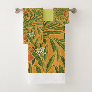 Orange Tree Vintage Wallpaper Pattern Art Nouveau Bath Towel Set