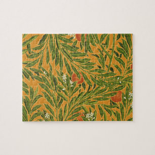 Orange Tree Vintage Wallpaper Pattern Art Nouveau Jigsaw Puzzle