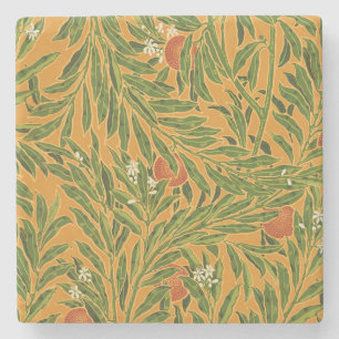 Orange Tree Vintage Wallpaper Pattern Art Nouveau Stone Coaster